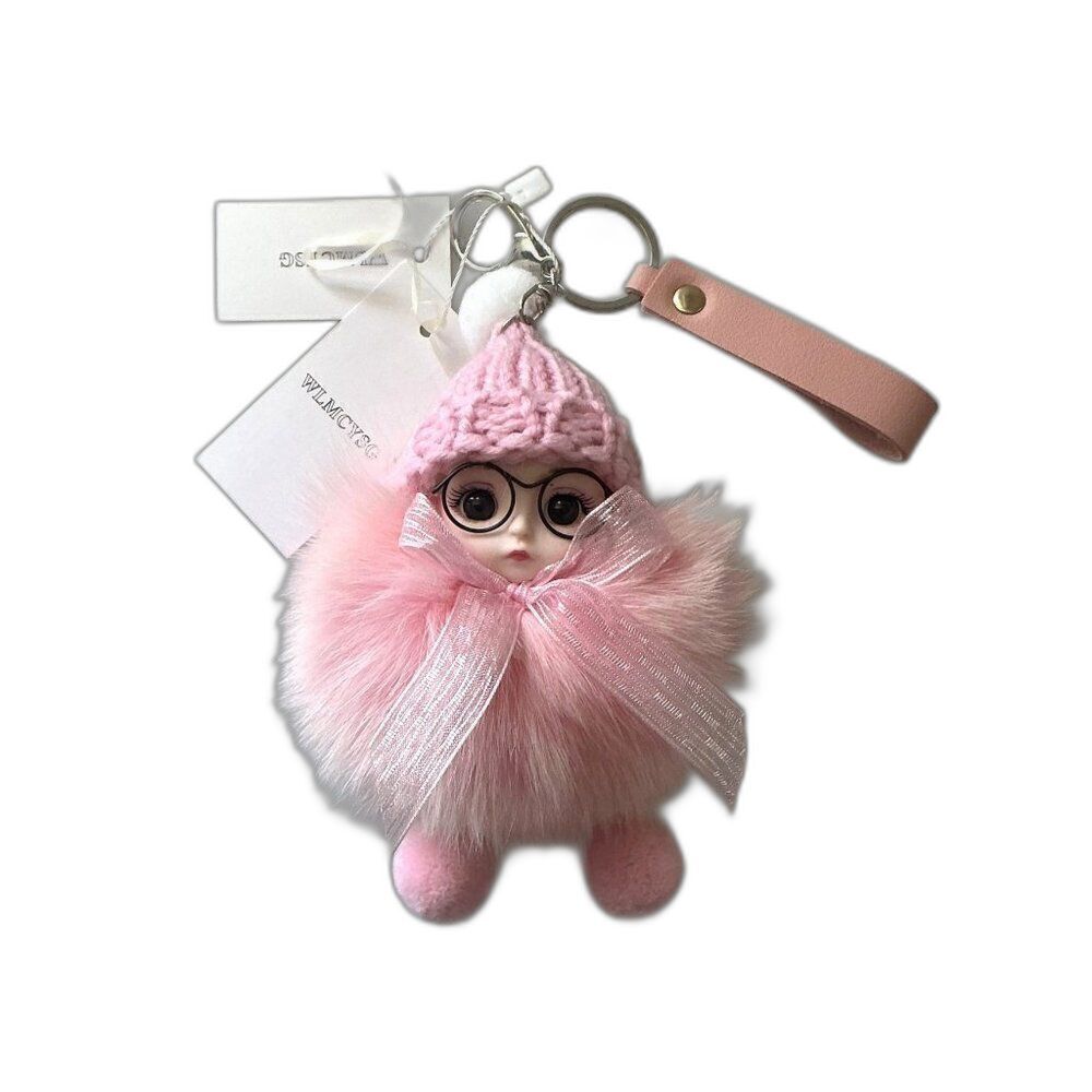 Doll Pink Pompom Keychain
